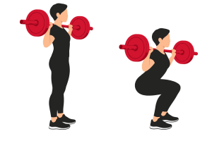 Barbell back squat: start and end positions