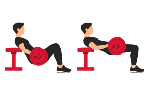 Barbell hip thrust: start and end positions