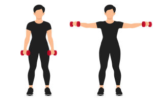 Dumbbell lateral raise: start and end positions