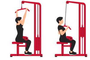 Lat pulldown: start and end positions